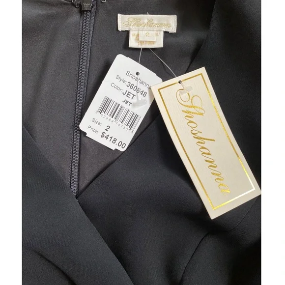 Shoshanna Esmeralda Puff-Sleeve Crepe Dress in Jet Black sz 2 NWT - Picture 10 of 16